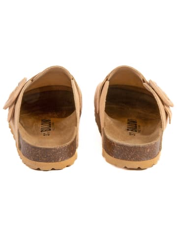 billowy Leder-Clogs in Beige