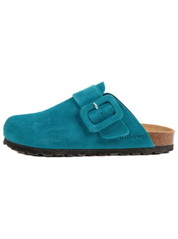 billowy Leder-Clogs in Türkis