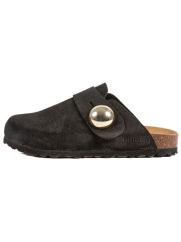 billowy Leder-Clogs in Schwarz