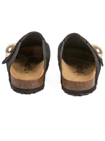 billowy Leren clogs zwart