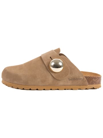 billowy Leder-Clogs in Braun