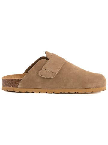 billowy Leren clogs bruin