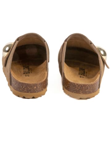 billowy Leder-Clogs in Braun