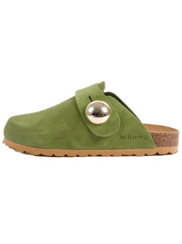 billowy Leder-Clogs in Grün