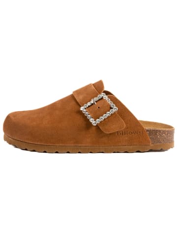 billowy Leder-Clogs in Hellbraun