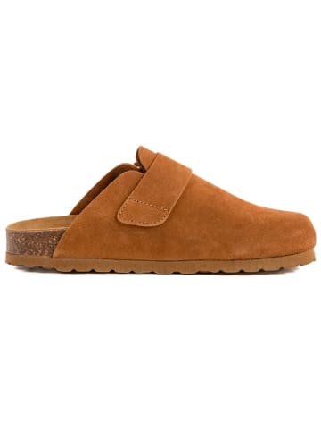 billowy Leder-Clogs in Hellbraun