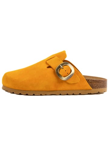 billowy Leder-Clogs in Gelb