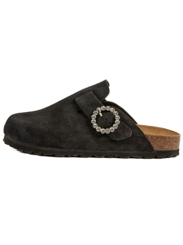 billowy Leder-Clogs in Schwarz