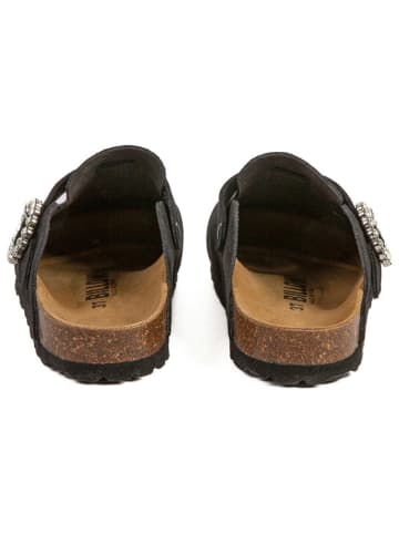 billowy Leder-Clogs in Schwarz