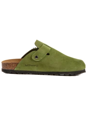 billowy Leder-Clogs in Grün