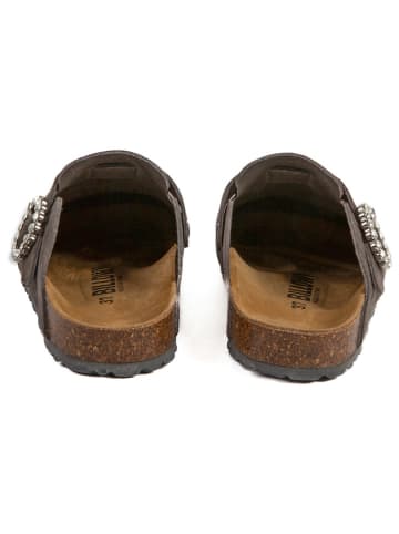 billowy Leder-Clogs in Anthrazit