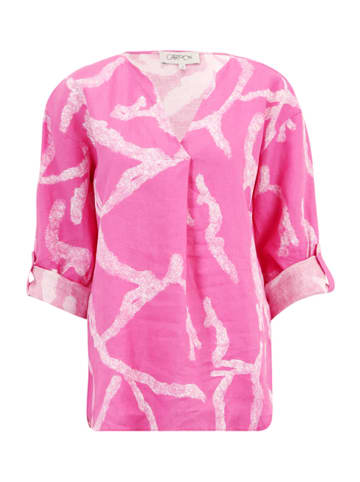 CARTOON Leinen-Bluse in Pink/ Weiß