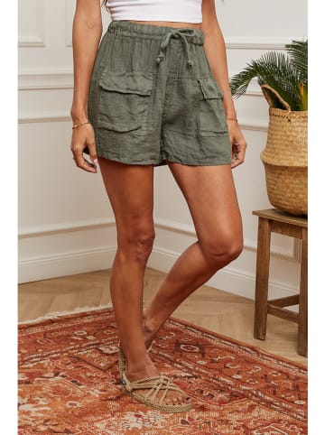 La Compagnie Du Lin Leinen-Bermudas "Belinda" in Khaki