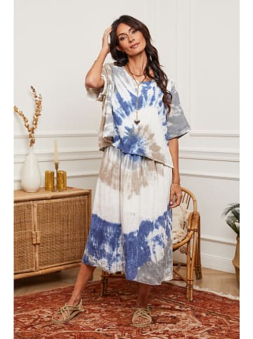 Fleur de Lin Jurk beige/blauw