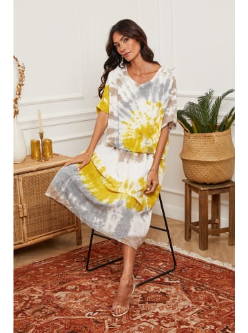 Fleur de Lin Kleid in Creme/ Gelb