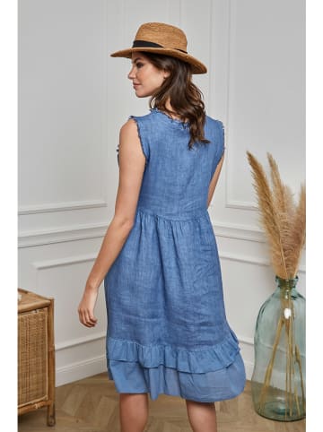 La Compagnie Du Lin Leinen-Kleid "Essentiel" in Blau