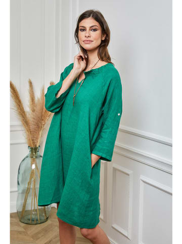 La Compagnie Du Lin Linnen jurk "Helvia" groen