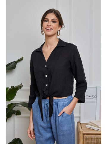 La Compagnie Du Lin Linnen blouse "Julia" zwart