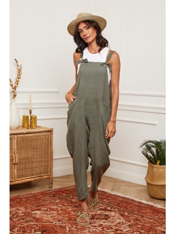 La Compagnie Du Lin Leinen-Jumpsuit "Stephania" in Khaki