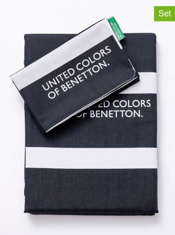 Benetton 3-delige beddengoedset zwart/wit