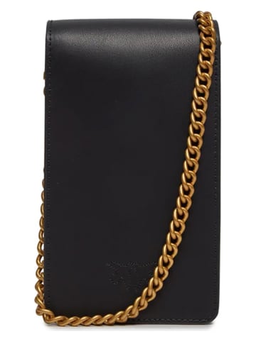 Pinko Skórzana torebka w kolorze czarnym na telefon - 10 x 18 x 6 cm