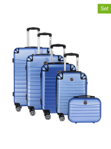 Geographical Norway 5tlg. Hardcase-Trolleyset "Shock" in Blau
