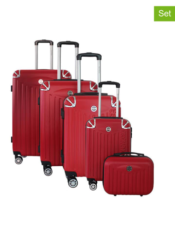 Geographical Norway 5-delige hardcase-trolleyset "Softless" rood