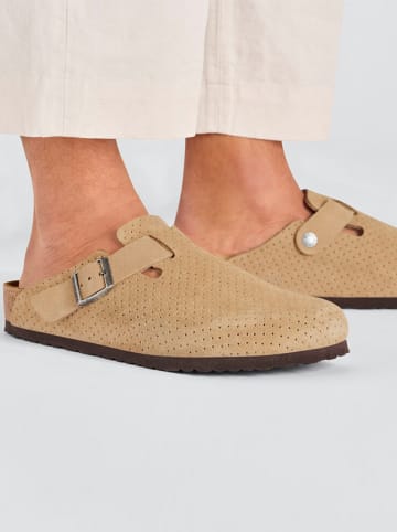 Birkenstock Leren clogs "Boston" beige