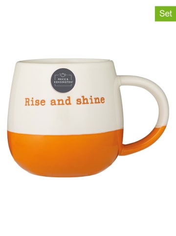 Price&Kensington 2er-Set: Tasse "Rise and Shine" in Orange/ Weiß - 340 ml