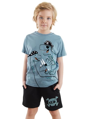 Denokids 2-delige outfit "Pirate Dinos" blauw