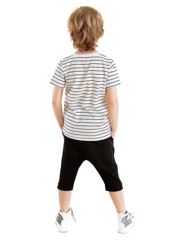 Denokids 2-delige outfit "Dino Striped" wit/zwart