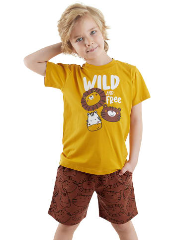 Denokids 2-delige outfit "Wild Friends" geel/lichtbruin
