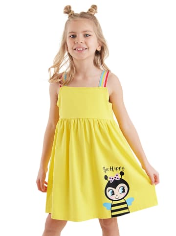 Denokids Sukienka "Bee Happy" w kolorze żółtym