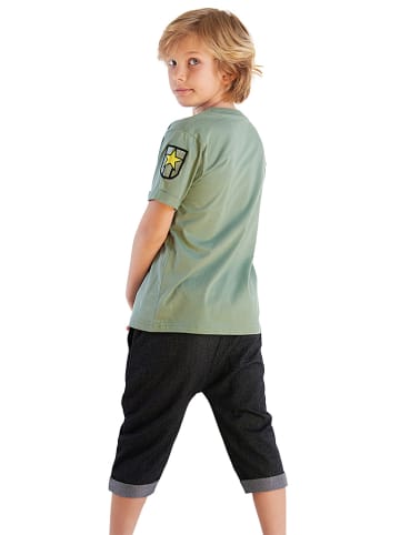 Denokids 2-delige outfit: "Player 08" kaki/antraciet