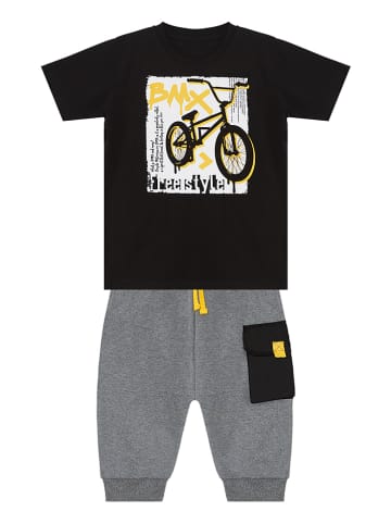 Denokids 2-delige outfit "Bicycle" zwart/grijs
