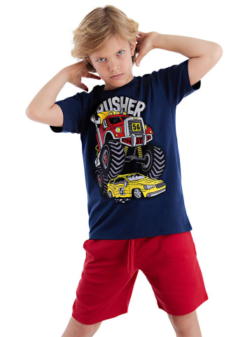 Denokids 2-delige outfit "Crusher" donkerblauw/rood