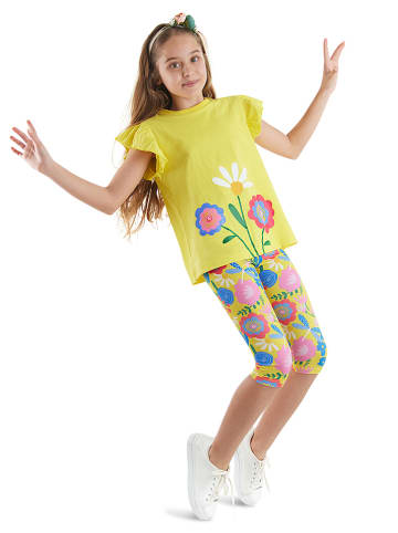 Denokids 2-delige outfit "Flower Garden" geel/meerkleurig