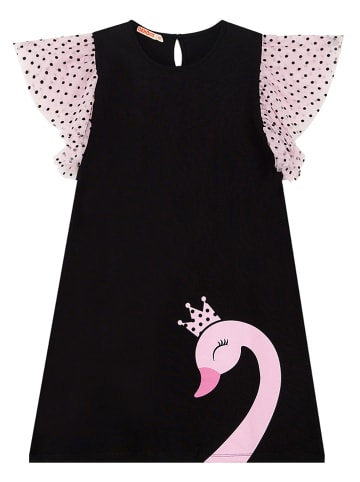 Denokids Sukienka "Royal Swan" w kolorze czarno-jasnoróżowym