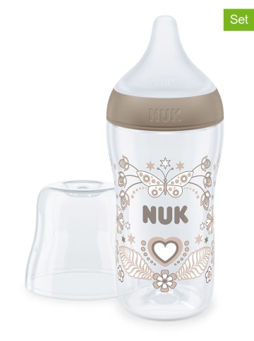 NUK 2er-Set: Babyflaschen "Perfect Match" in Beige, je 260 ml