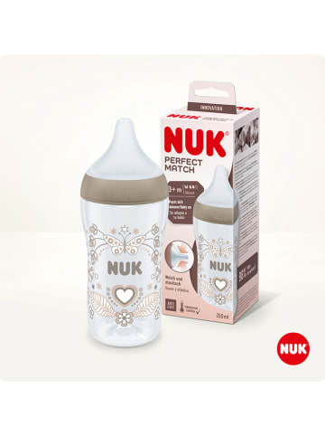 NUK 2er-Set: Babyflaschen "Perfect Match" in Beige, je 260 ml