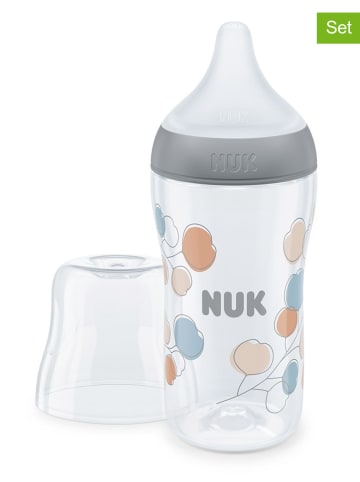 NUK 2er-Set: Babyflaschen "Perfect Match" in Grau, je 260 ml