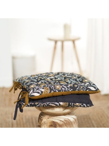 Today Poduszka "Japur" w kolorze granatowo-jasnobrązowym na krzesło - 38 x 38 cm