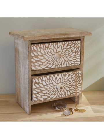 Factory Szkatułka w kolorze jasnobrązowo-białym na biżuterię - 20 x 21 x 10 cm
