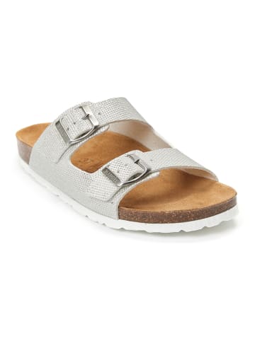 Mandel Slippers "Alberto" wit/zilverkleurig