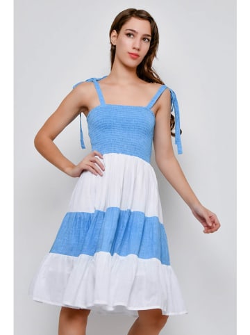 Tarifa Kleid in Hellblau/ Weiß