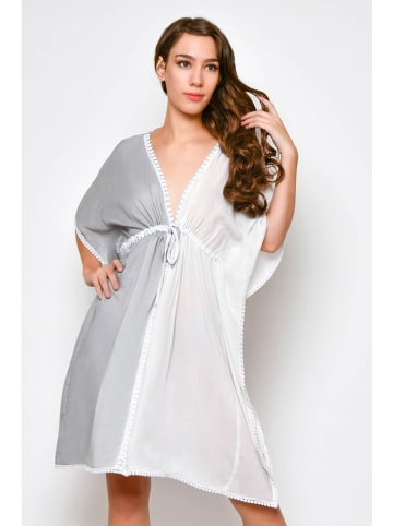Tarifa Kaftan in Weiß/ Grau