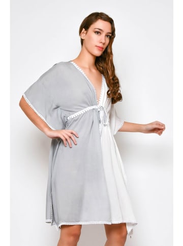 Tarifa Kaftan in Weiß/ Grau