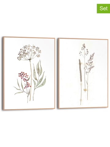 Orangewallz 2er-Set: Gerahmte Kunstdrucke "Dried Flowers and Grasses Set"