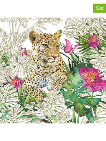 ppd 2-delige set: servetten "Leopard" lichtbruin/groen - 2x 20 stuks