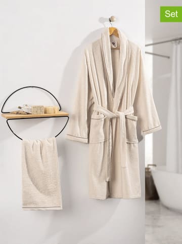 Elizabed 2-delige set: badjas en handdoek crème